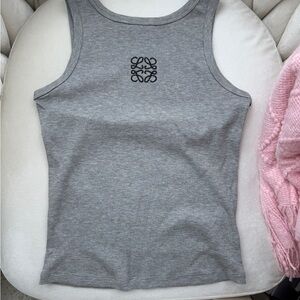 Loewe Grey Ribbed Tank Top with  Logo